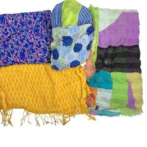Lot of Four Scarves Wraps, Square, Infinity Beachy Boho Multicolor
